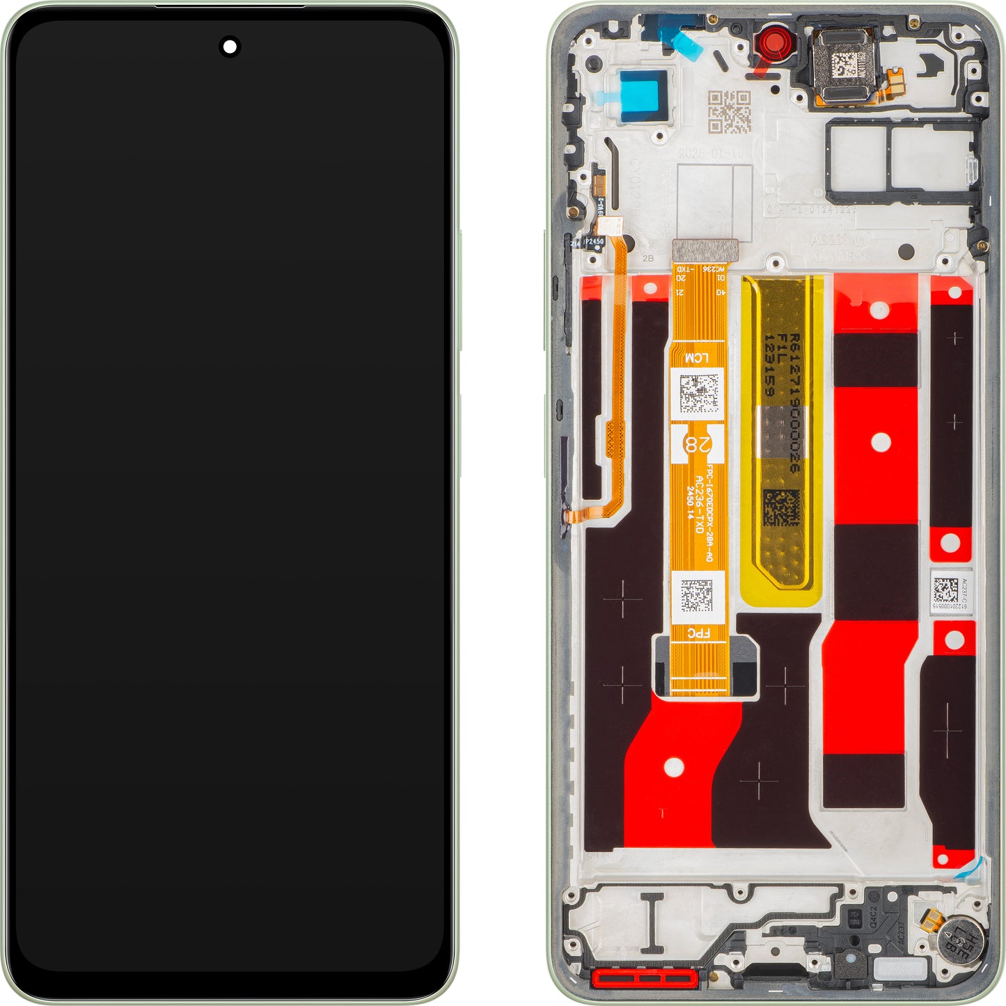 Näyttö kosketusnäytöllä Oppo A5 Energy / A5 Pro, kehyksellä, Vihreä (Olive Green), Service Pack 621029000494