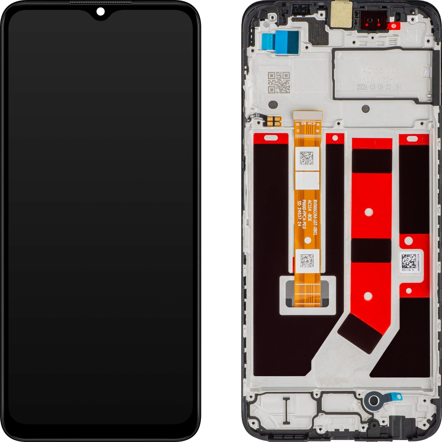 Oppo A18 / A38 kosketusnäyttö, kehys, musta, uudelleenpakattu 621029000099