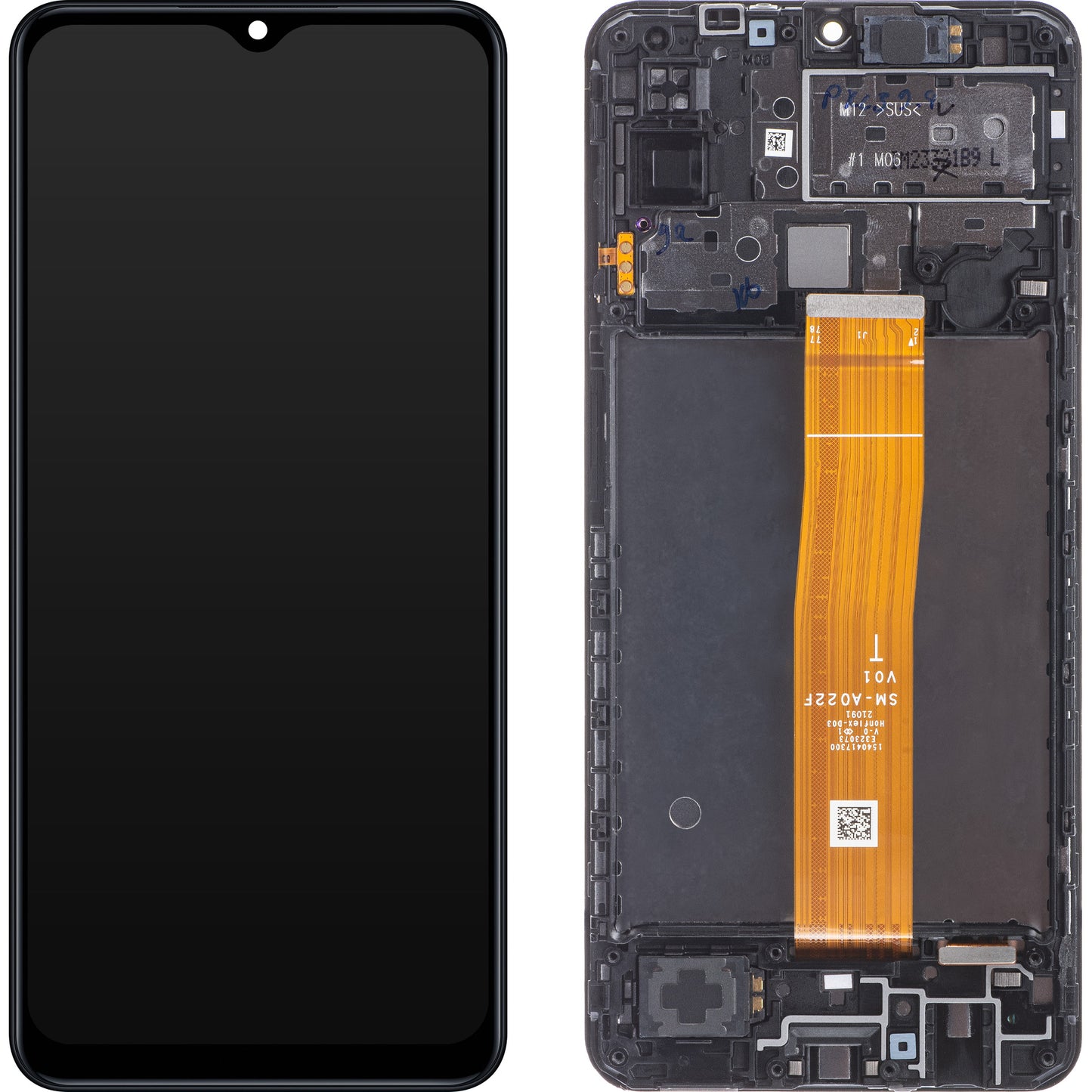 Samsung Galaxy M12 M127 kosketusnäyttö, kehys, musta, vaihto GH82-25042A