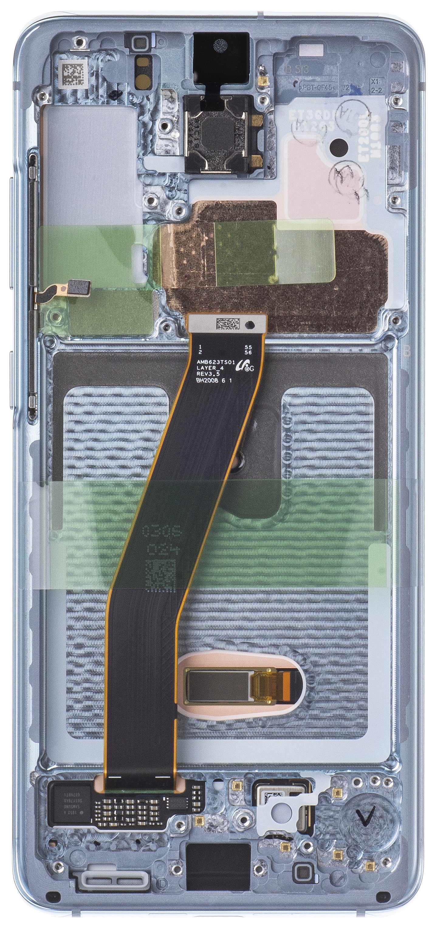 Kosketusnäyttö Samsung Galaxy Galaxy S20 5G G981 / S20 G980, kehyksellä, sininen, huoltopaketti GH82-31432D