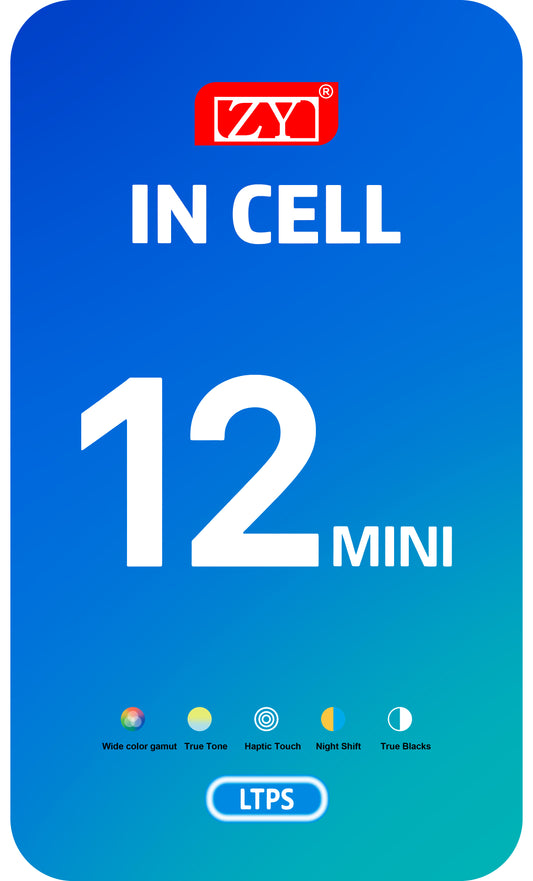 ZY Kosketusnäyttö Apple iPhone 12 mini -puhelimeen, kehyksellä, kennon sisäinen LCD-versio, musta