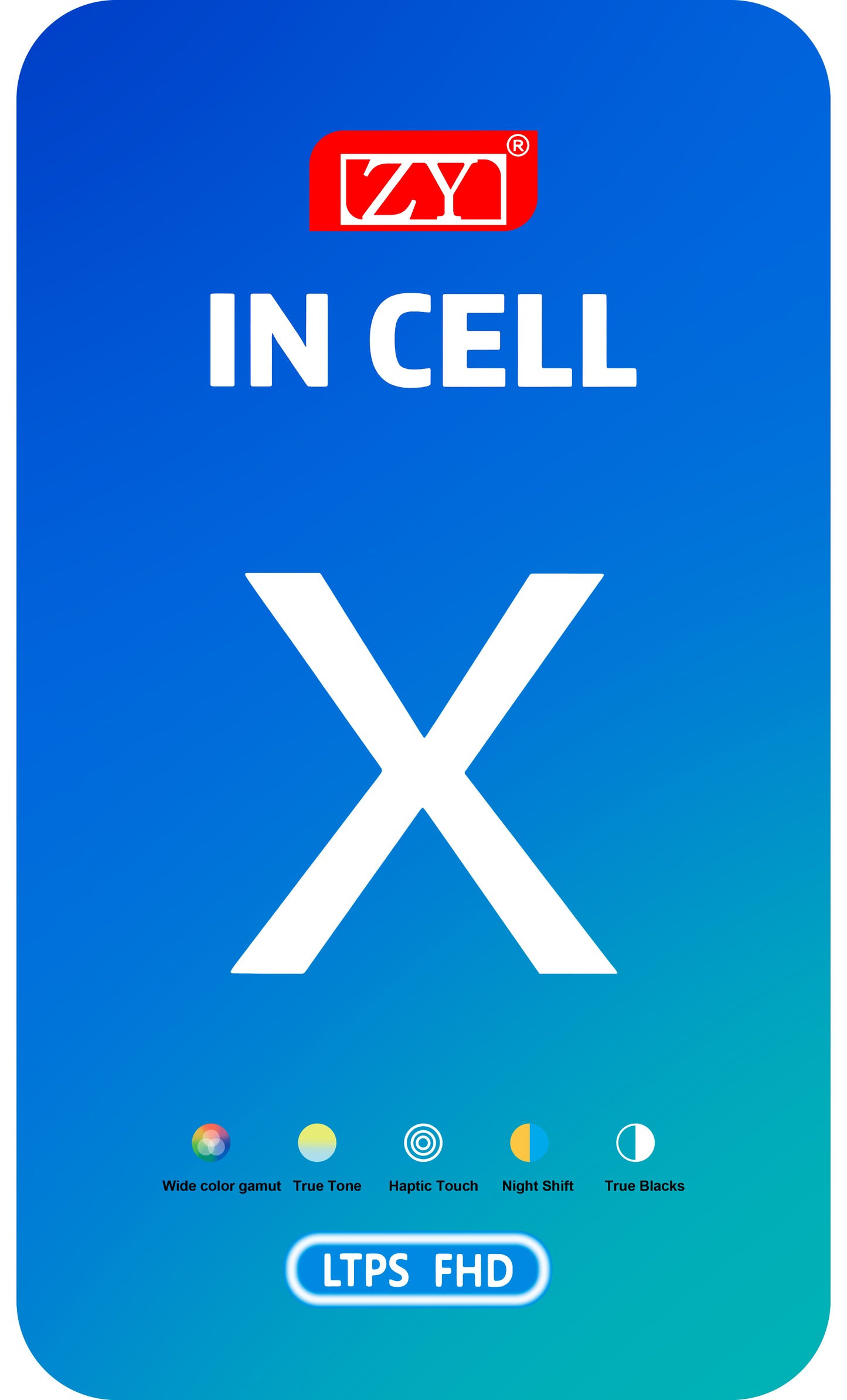 ZY Kosketusnäyttö Apple iPhone X:ään, kehyksellä, kennon sisäinen LCD-versio, musta