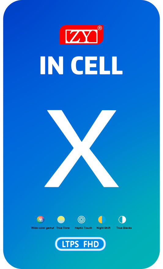 ZY Kosketusnäyttö Apple iPhone X:ään, kehyksellä, kennon sisäinen LCD-versio, musta