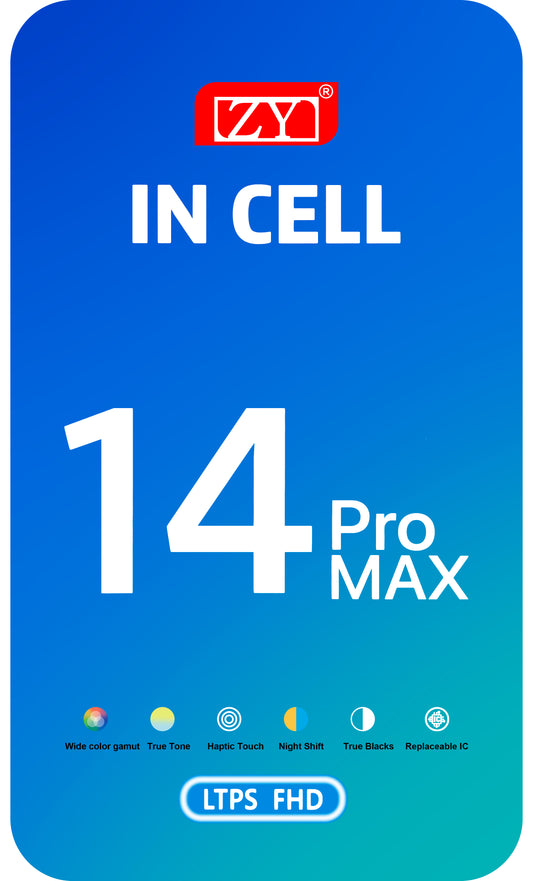ZY Kosketusnäyttö Apple iPhone 14 Pro:lle, kehyksellä, In-Cell IC siirrettävä LCD-versio, musta