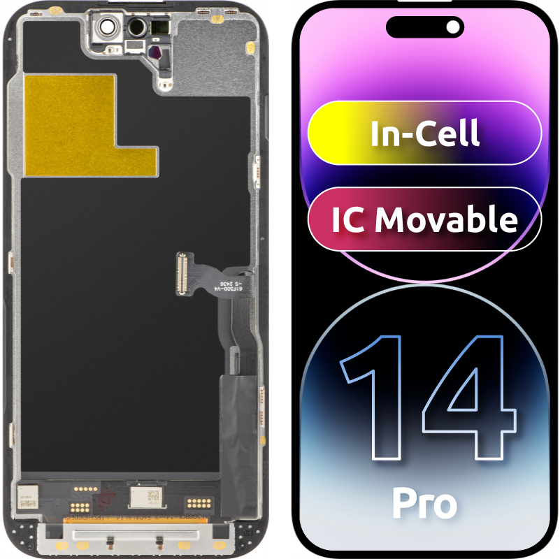 ZY-kosketusnäyttö Apple iPhone 14 Prolle, kehyksellä, LCD In-Cell IC siirrettävä versio, musta