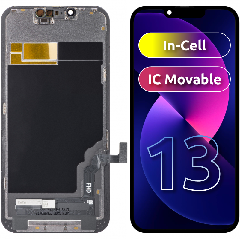 ZY Kosketusnäyttö Apple iPhone 13, kehyksellä, LCD In-Cell IC siirrettävissä, musta