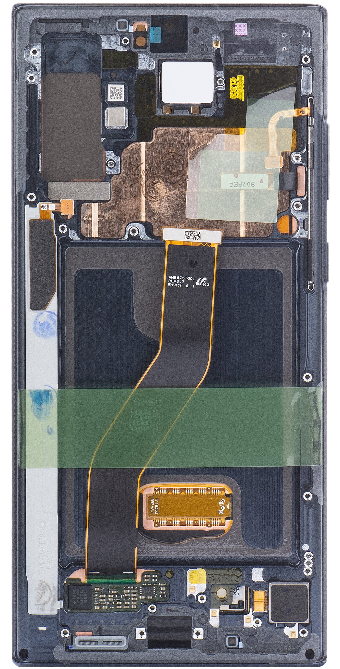 Kosketusnäyttö Samsung Galaxy Note 10+ 5G N976 / Note 10+ N975, kehyksellä, musta (Aura Black), huoltopaketti GH82-20838A