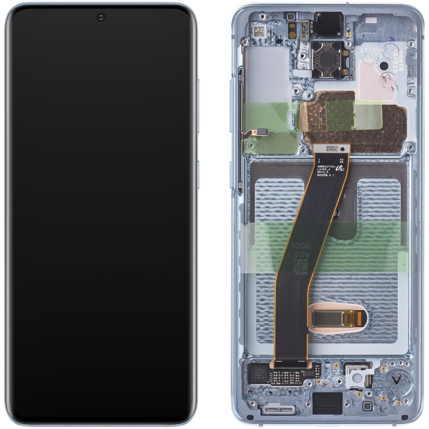 Näyttö kosketusnäytöllä Samsung Galaxy S20 5G G981 / S20 G980, kehyksellä, sininen, Service Pack GH82-22131D