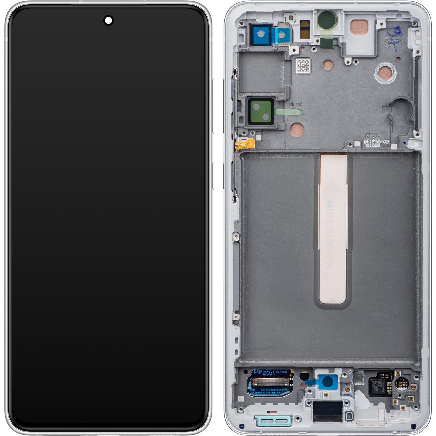 Kosketusnäyttö Samsung Galaxy S21 FE 5G G990, kehyksellä, valkoinen, huoltopaketti GH82-26414B