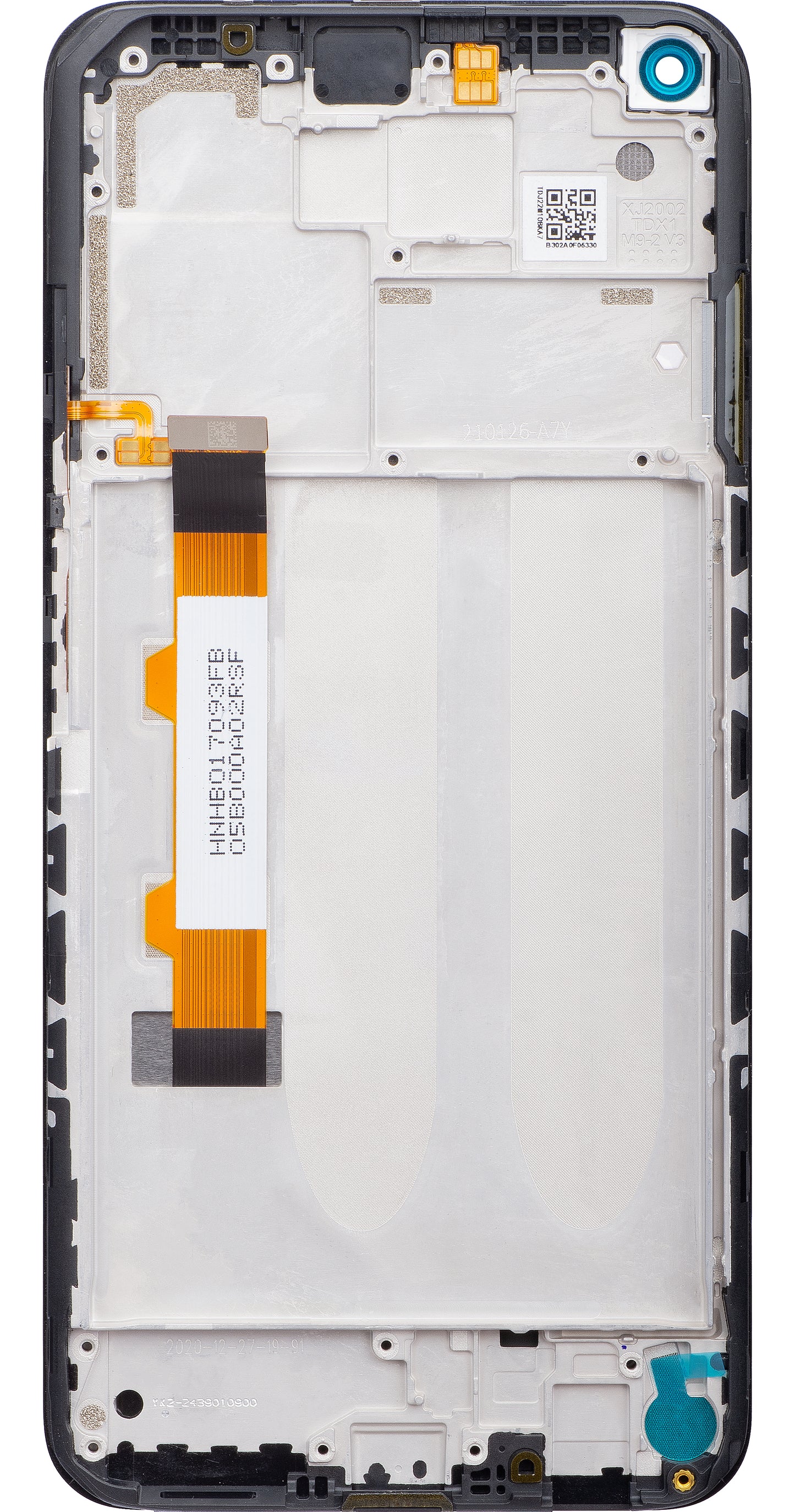 Kosketusnäyttö Xiaomi Redmi Note 9 5G / Redmi Note 9T 5G, kehyksellä, musta, huoltopaketti 5600030J2200