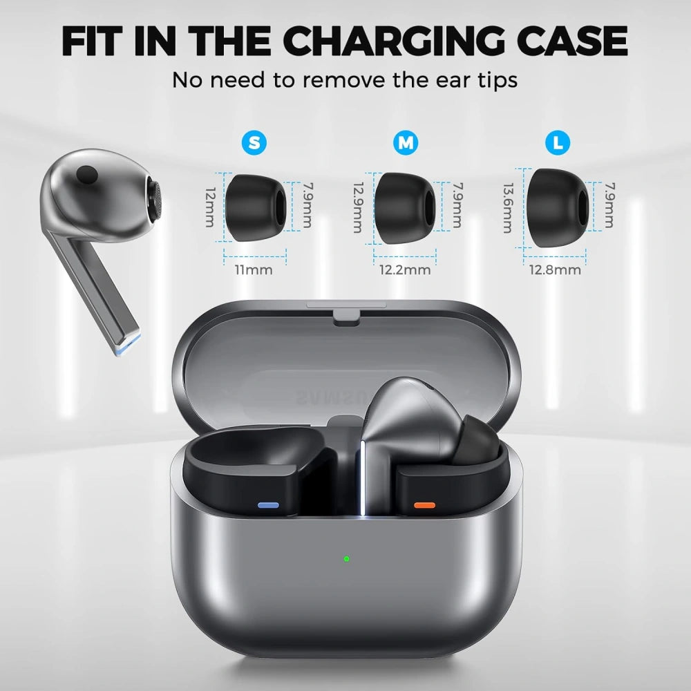 Techsuit ET3 -korvatyynyt Samsung Galaxy Buds3 Prolle, Koot S / M / L, Valkoiset
