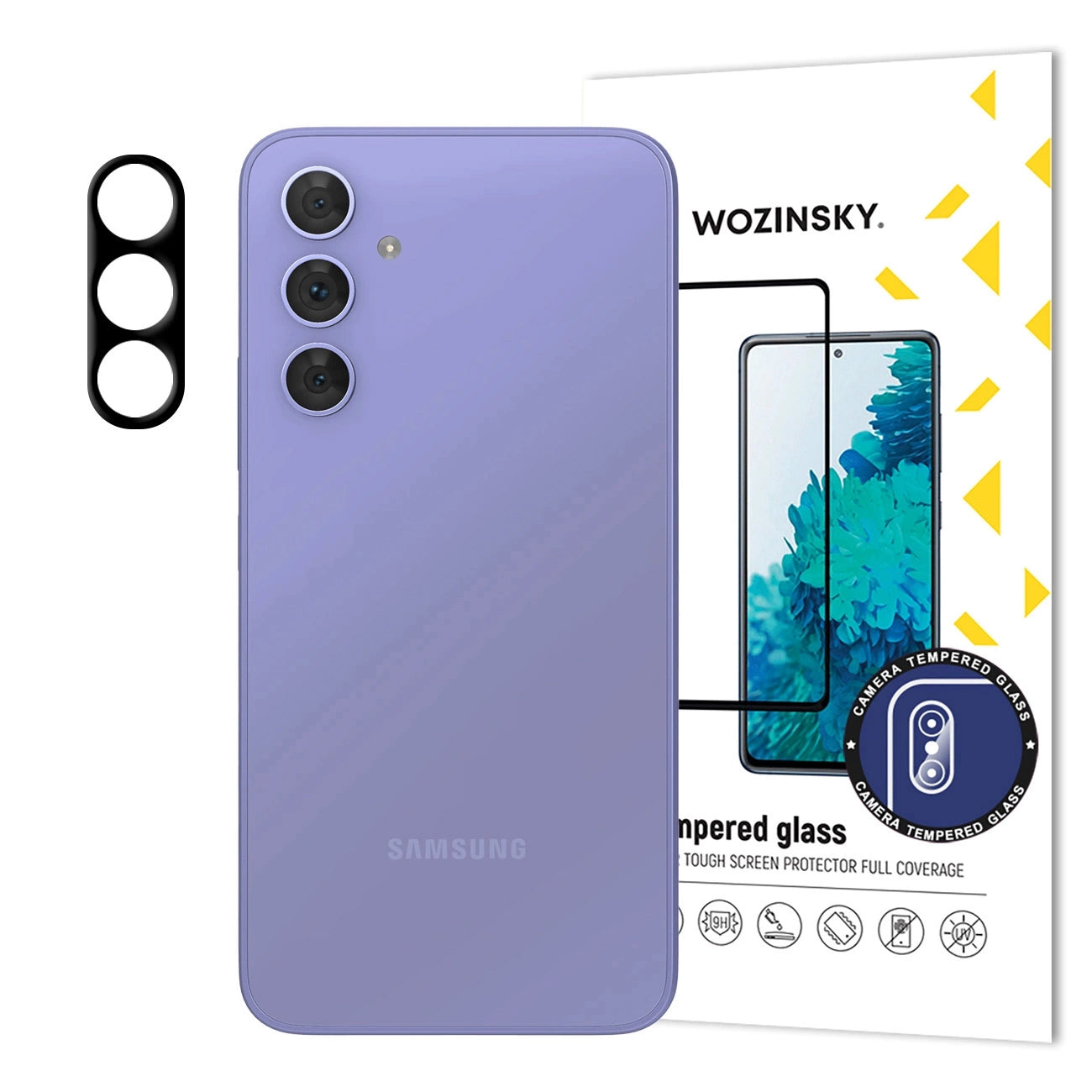 WZK takakameran suojakalvo Samsung Galaxy S25 S931:lle, karkaistu lasi, musta