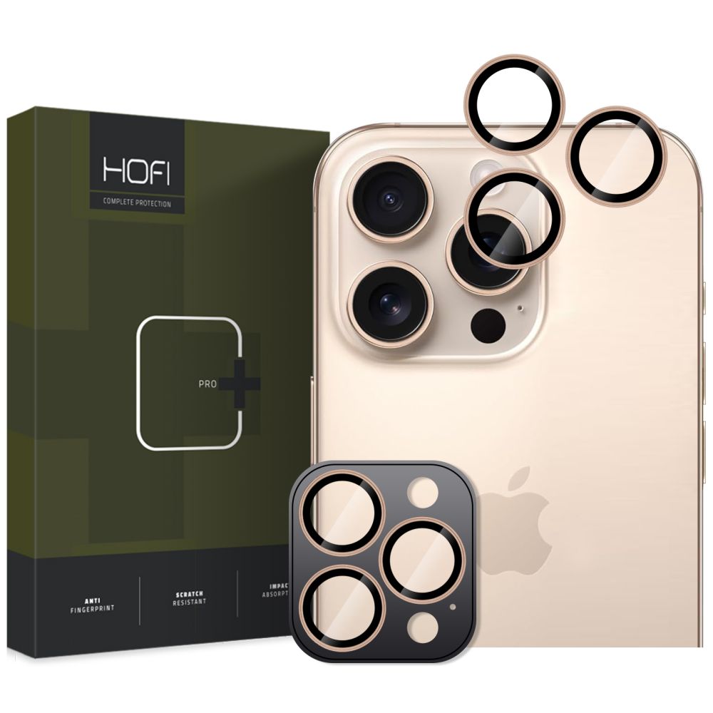 Suojakalvo HOFI CamRing PRO+ Apple iPhone 17 Pro / 16 Pro Max / 16 Pro takakameralle, Karkaistu lasi, Kultainen