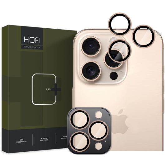 Suojakalvo takakameran takakuori HOFI CamRing PRO+ Apple iPhone 16 Pro Max / 16 Pro -puhelimelle, lasisuojattu, kultainen