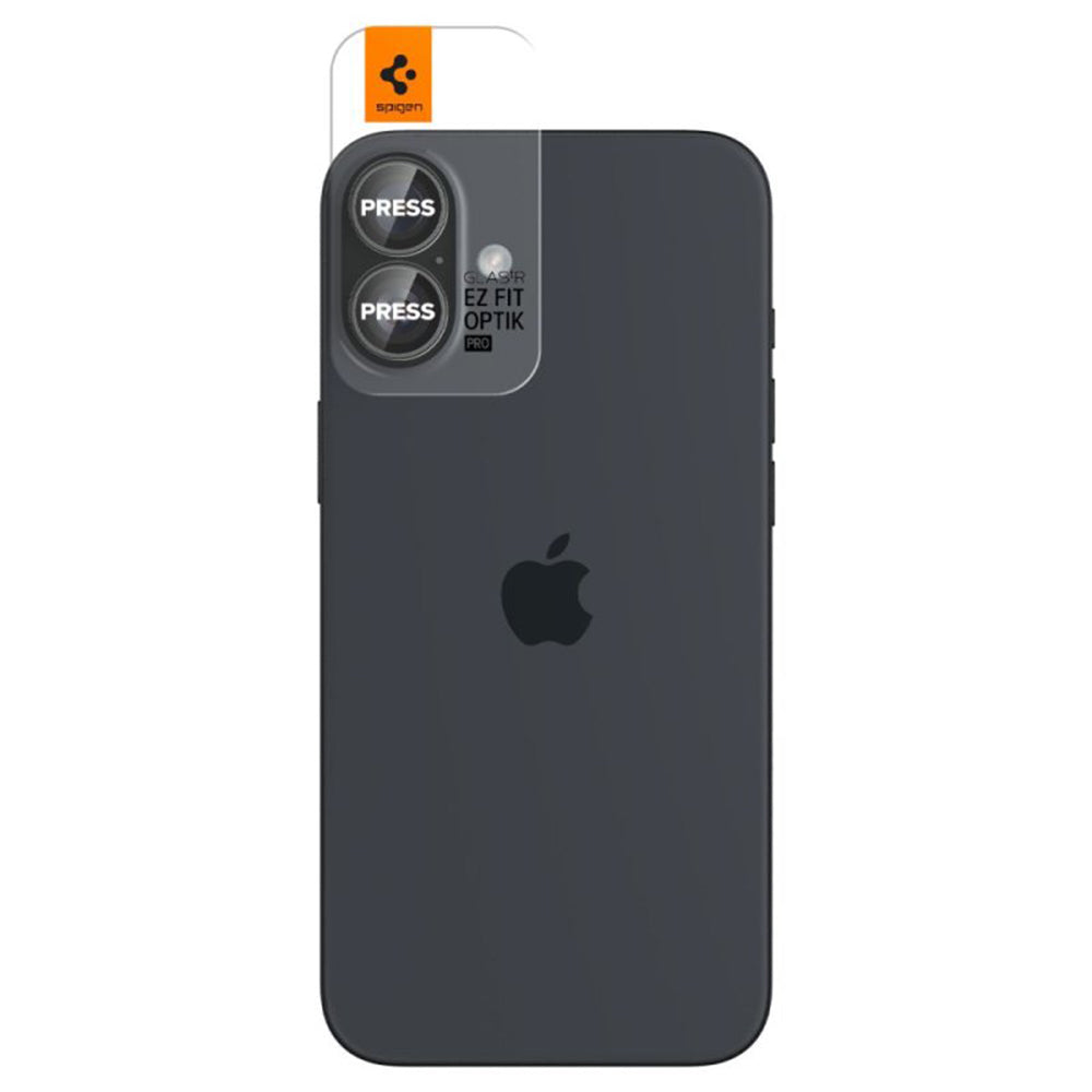 Spigen EZ FIT takakameran suojakalvo Apple iPhone 16 Plus / 16, lasisuojattu, 2 kpl, läpinäkyvä AGL07921