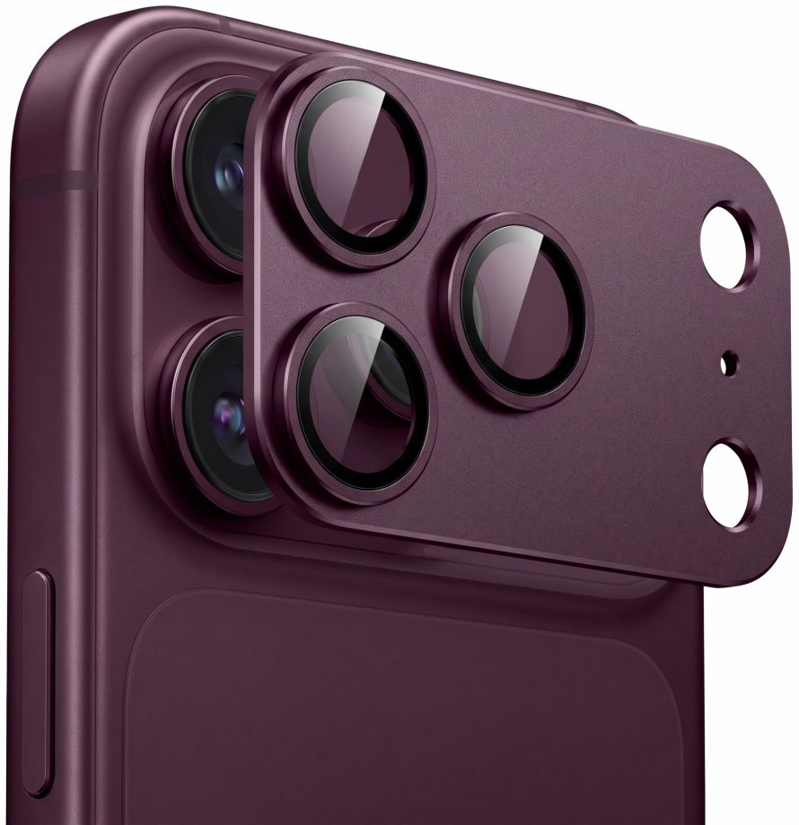 Takakameran suojakalvo Tech-Protect CamFull Fit+ Apple iPhone 18 Pro Maxille, Karkaistu lasi, Viininpunainen