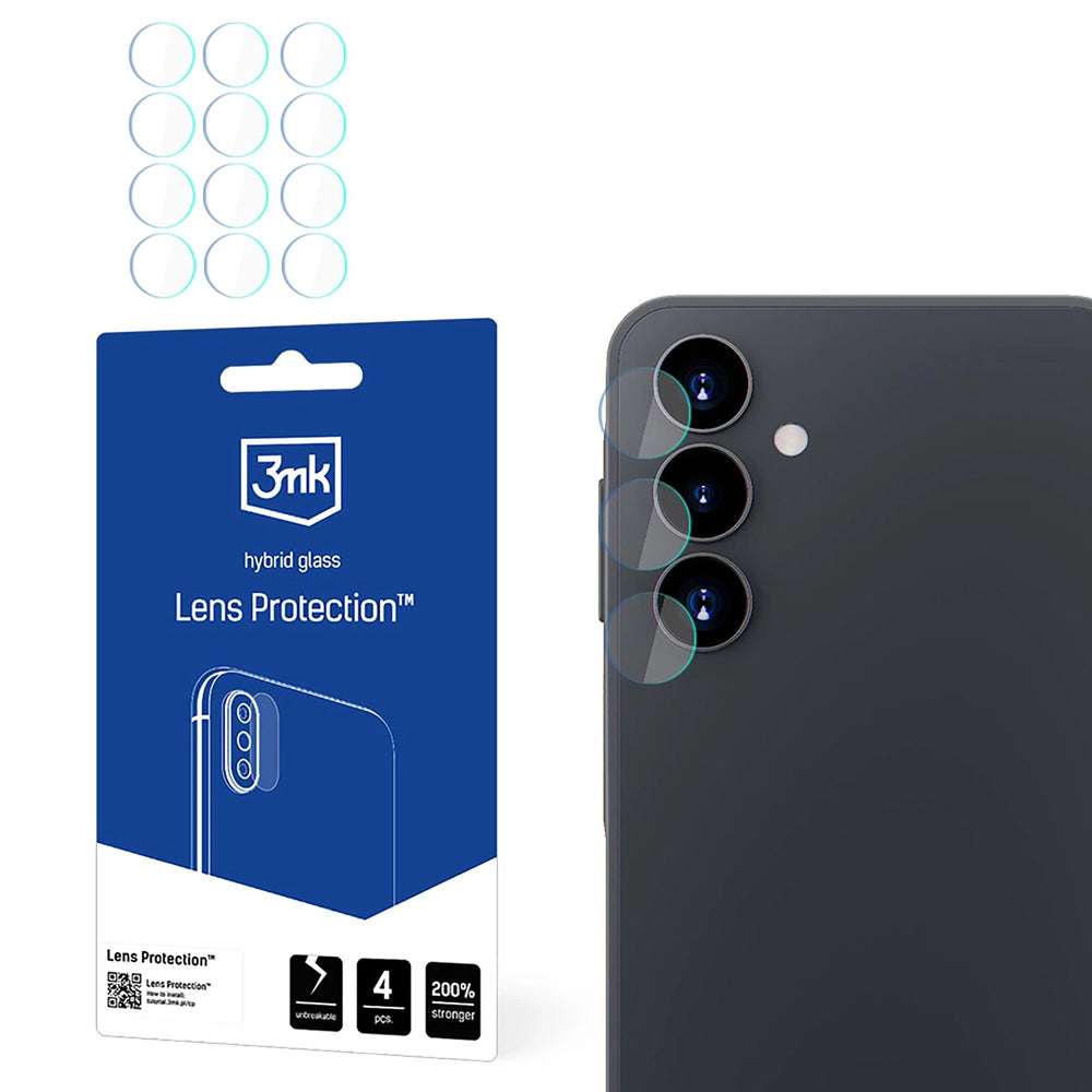 3MK Protection takakameran suojakalvo Samsung Galaxy A16 5G A166 / A16 4G A165:lle, joustava lasi, 4 kappaleen setti, läpinäkyvä