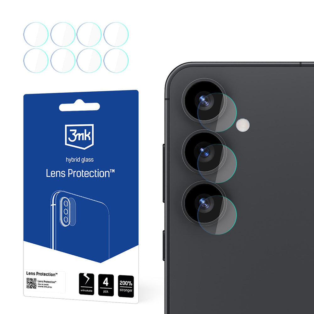 Takakameran suojakalvo 3MK Protection Samsung Galaxy S25 S931:lle, joustava lasi, 4 kappaleen setti, läpinäkyvä