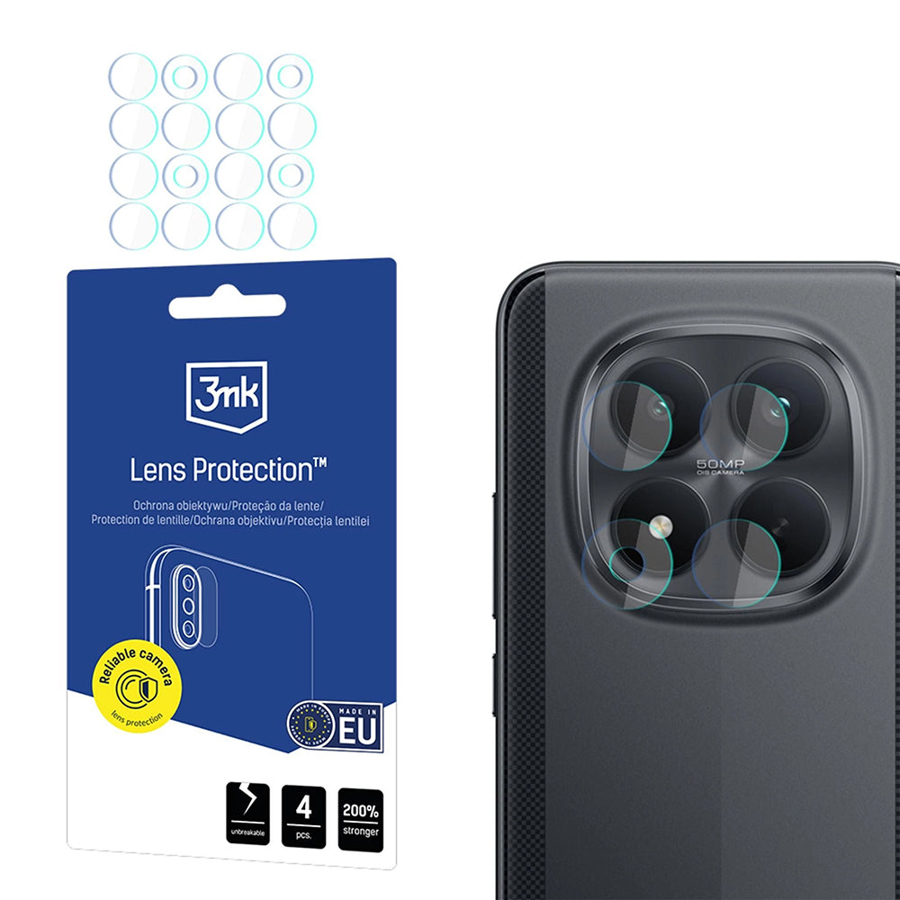 3MK Protection takakameran suojakalvo Xiaomi Poco M8 Prolle, karkaistu lasi, 4 kappaleen setti, läpinäkyvä