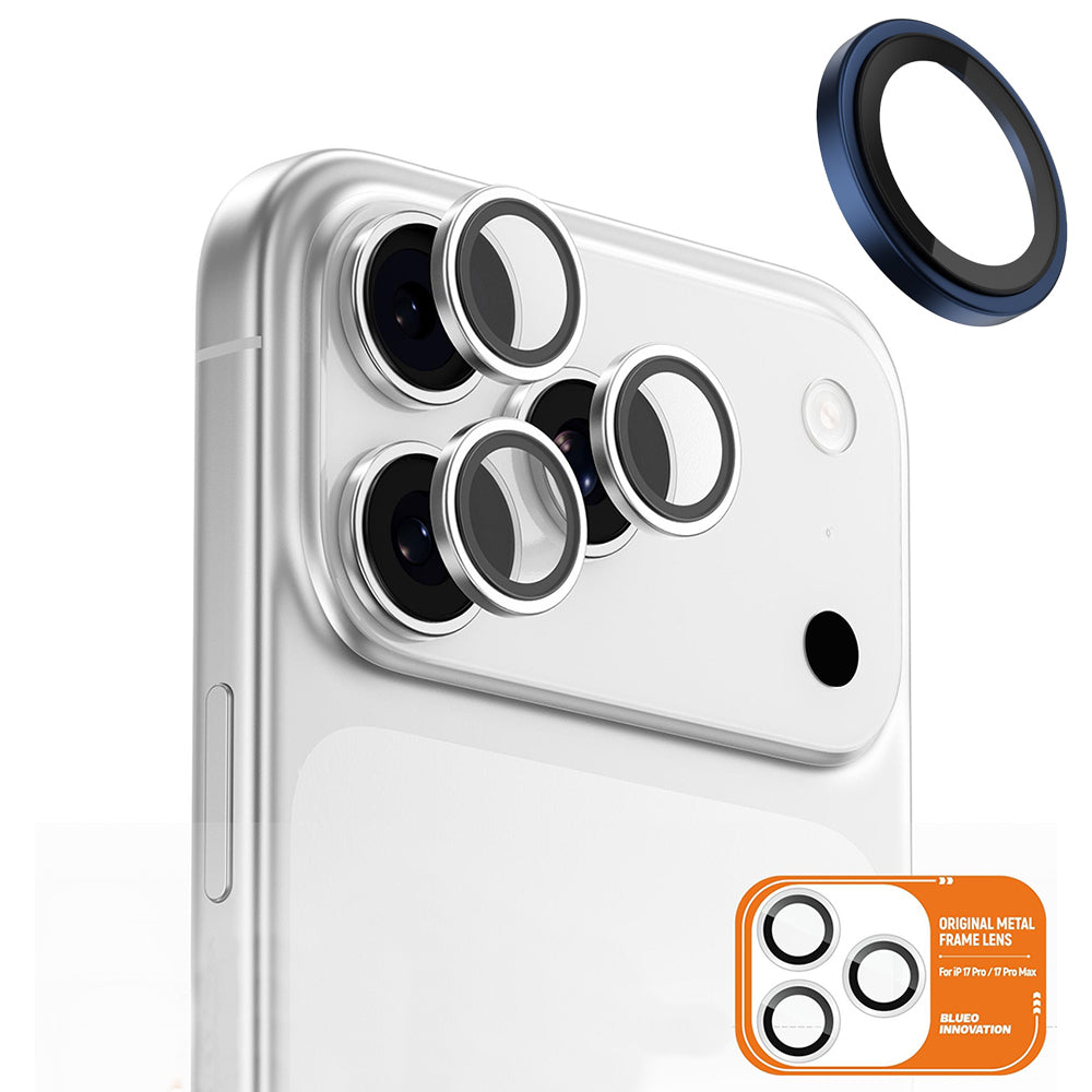 Suojakalvo Blueo Metal Frame Apple iPhone 17 Pro Max / 17 Pro takakameralle, Panssarilasi, Tumman sininen