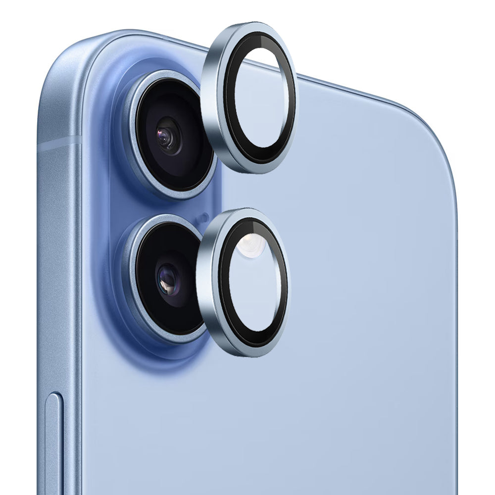 Blueo Metal Frame -takakameran suojakalvo Apple iPhone 17:lle, karkaistu lasi, sininen