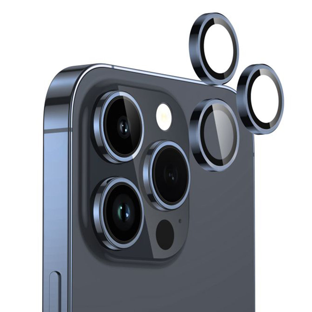 Lito S+ takakameran suojakalvo Apple iPhone 15 Pro Max / 15 Pro -puhelimelle, karkaistu lasi, sininen