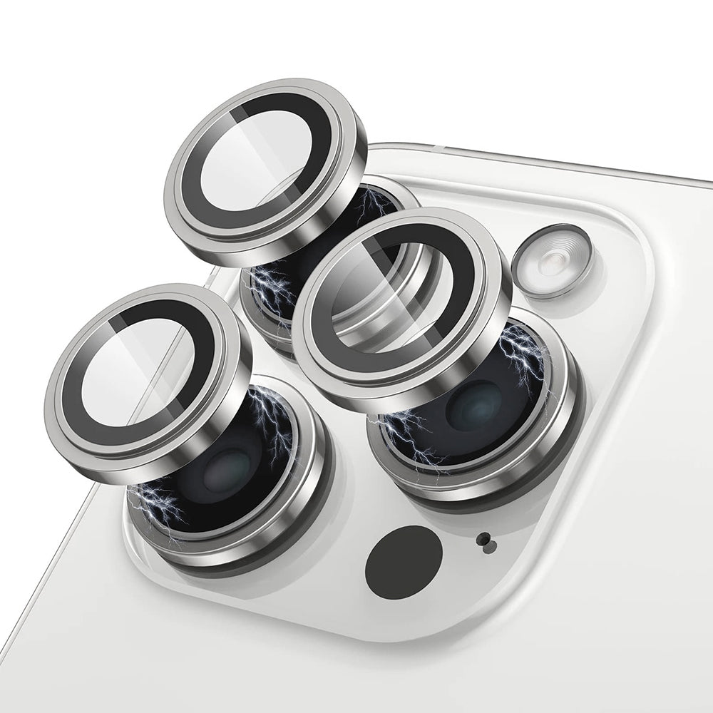 Lito S+ takakameran suojakalvo Apple iPhone 15 Pro Max / 15 Pro -puhelimelle, karkaistu lasi, hopea