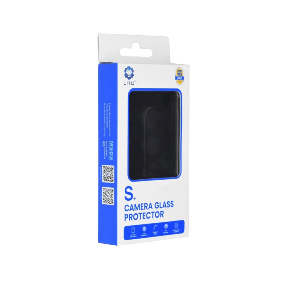 Lito S+ takakameran suojakalvo Samsung Galaxy S24+ S926:lle, karkaistu lasi, musta