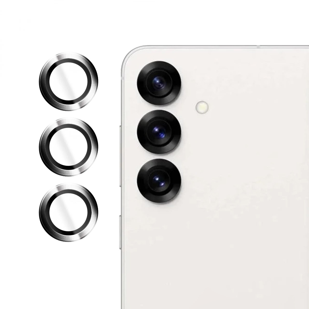 Lito S+ takakameran suojakalvo Samsung Galaxy S25+ S936:lle, karkaistu lasi, hopea
