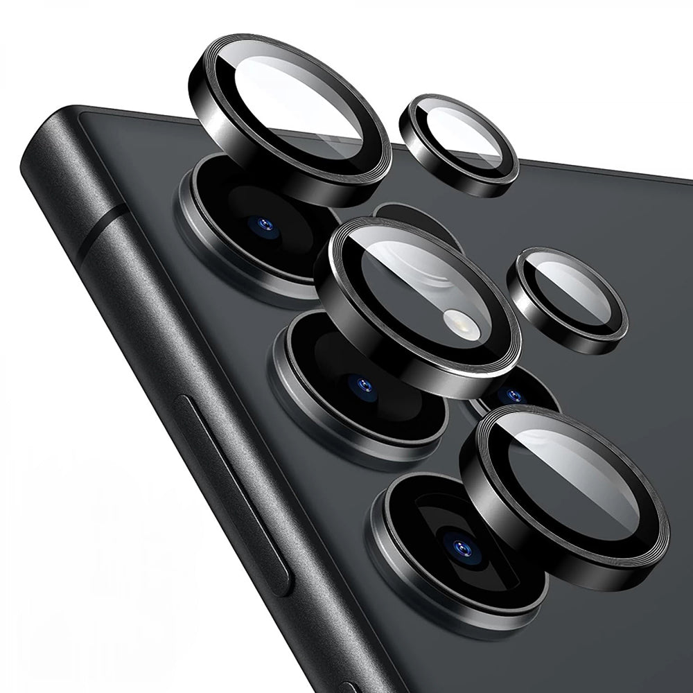 Lito S+ takakameran suojakalvo Samsung Galaxy S25 Ultra S938:lle, karkaistu lasi, musta