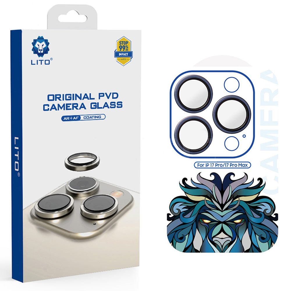 Suojakalvo Lito Titanium AR Apple iPhone 17 Pro Max / 17 Pro -takakameralle, Panssarilasi, Sininen