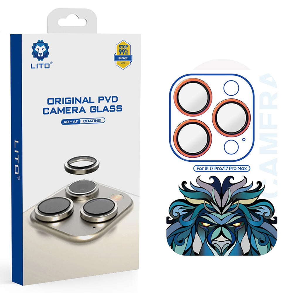Takakameran suojakalvo Lito Titanium AR Apple iPhone 17 Pro Max / 17 Pro, Panssarilasi, Oranssi
