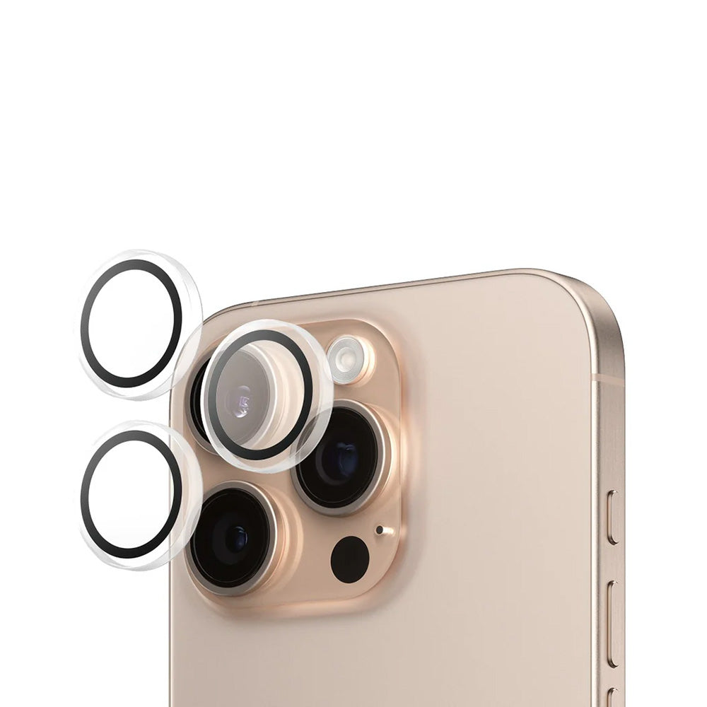 PanzerGlass Hoops -takakameran suojakalvo Apple iPhone 16 Pro Max / 16 Pro, karkaistu lasi, läpinäkyvä