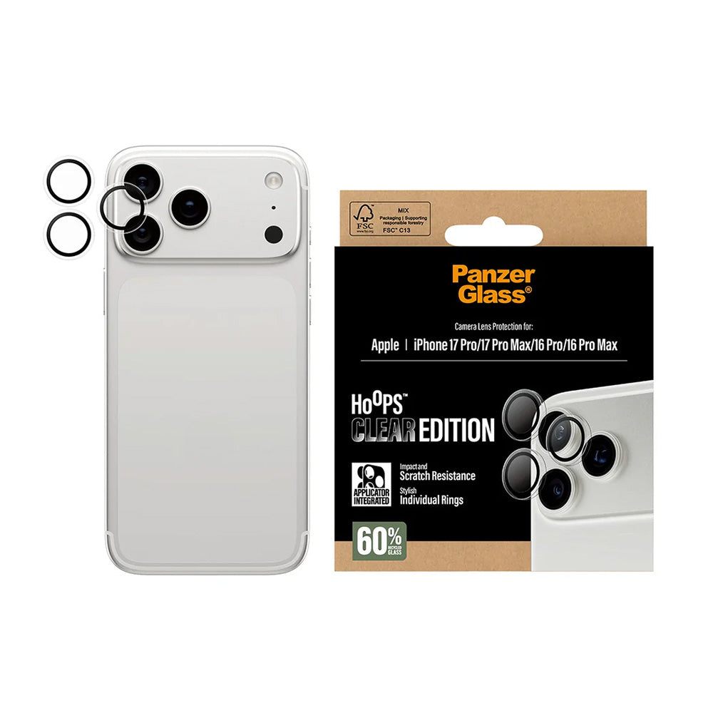 Takakameran suojakalvo PanzerGlass Hoops Apple iPhone 17 Prolle, Karkaistu lasi, Läpinäkyvä