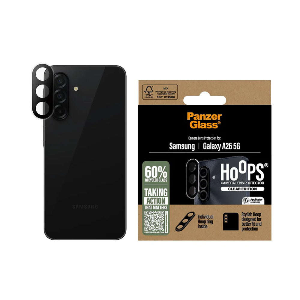 Suojakalvo PanzerGlass Hoops takakameralle Samsung Galaxy A26 A266, Karkaistu lasi, Läpinäkyvä