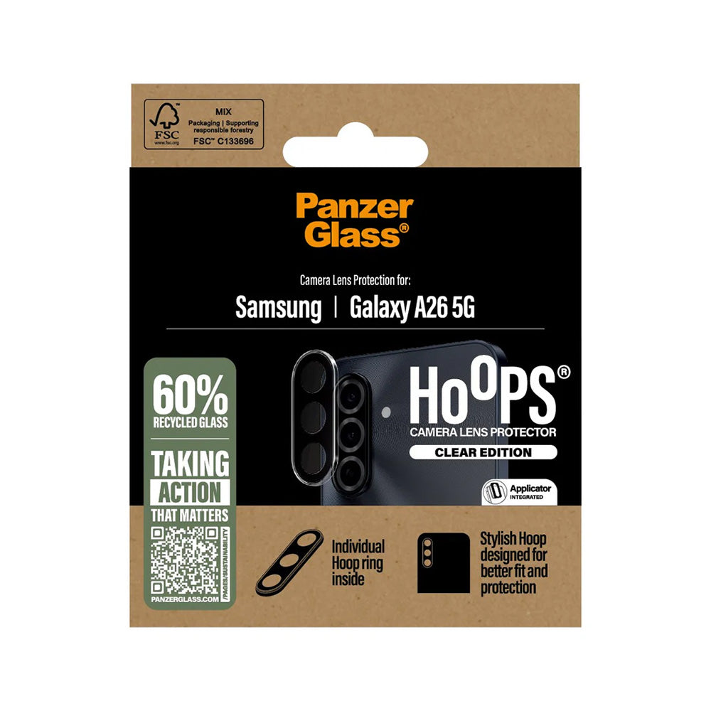 Suojakalvo PanzerGlass Hoops takakameralle Samsung Galaxy A26 A266, Karkaistu lasi, Läpinäkyvä