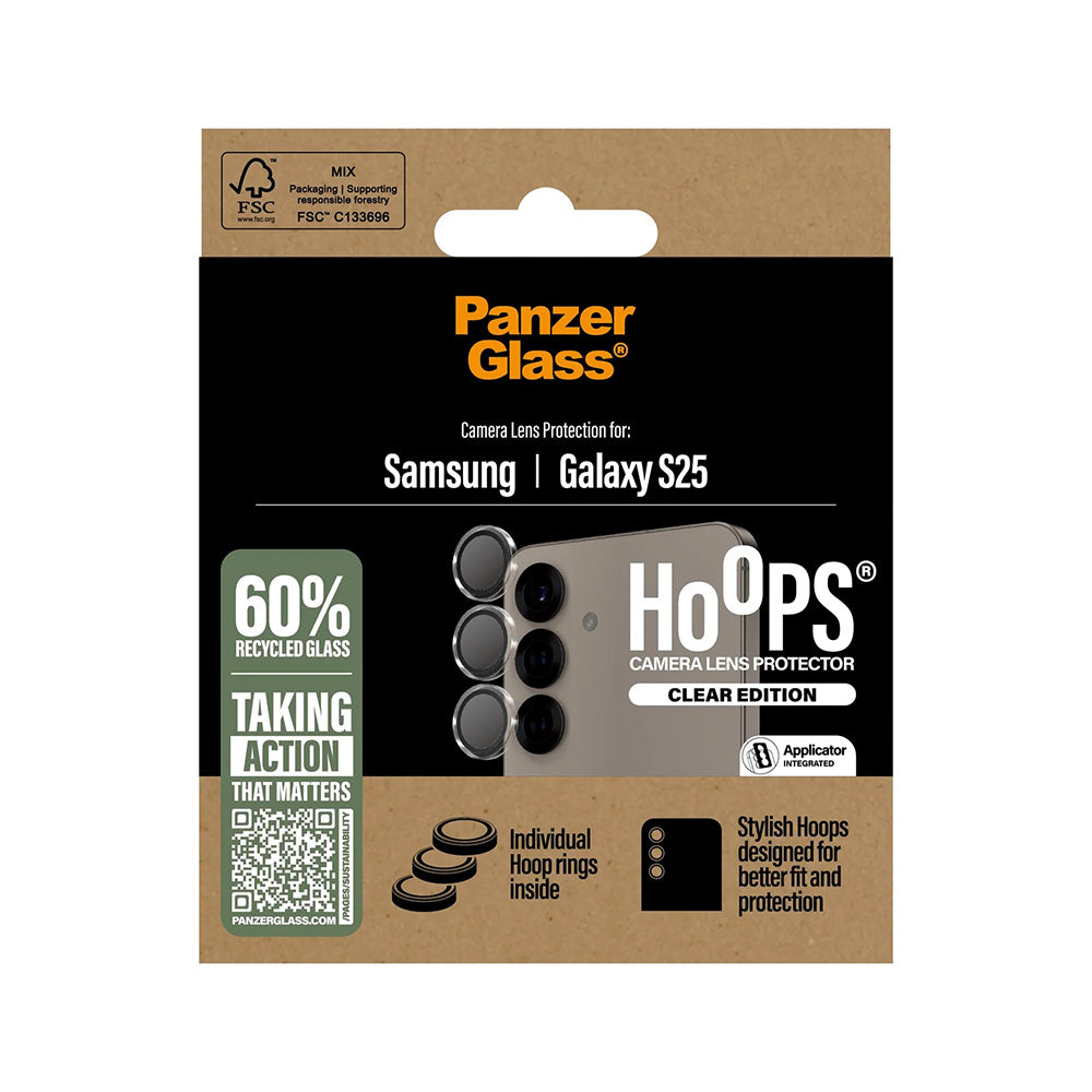 Takakameran suojakalvo PanzerGlass Hoops Samsung Galaxy S25 S931:lle, Karkaistu lasi, Läpinäkyvä