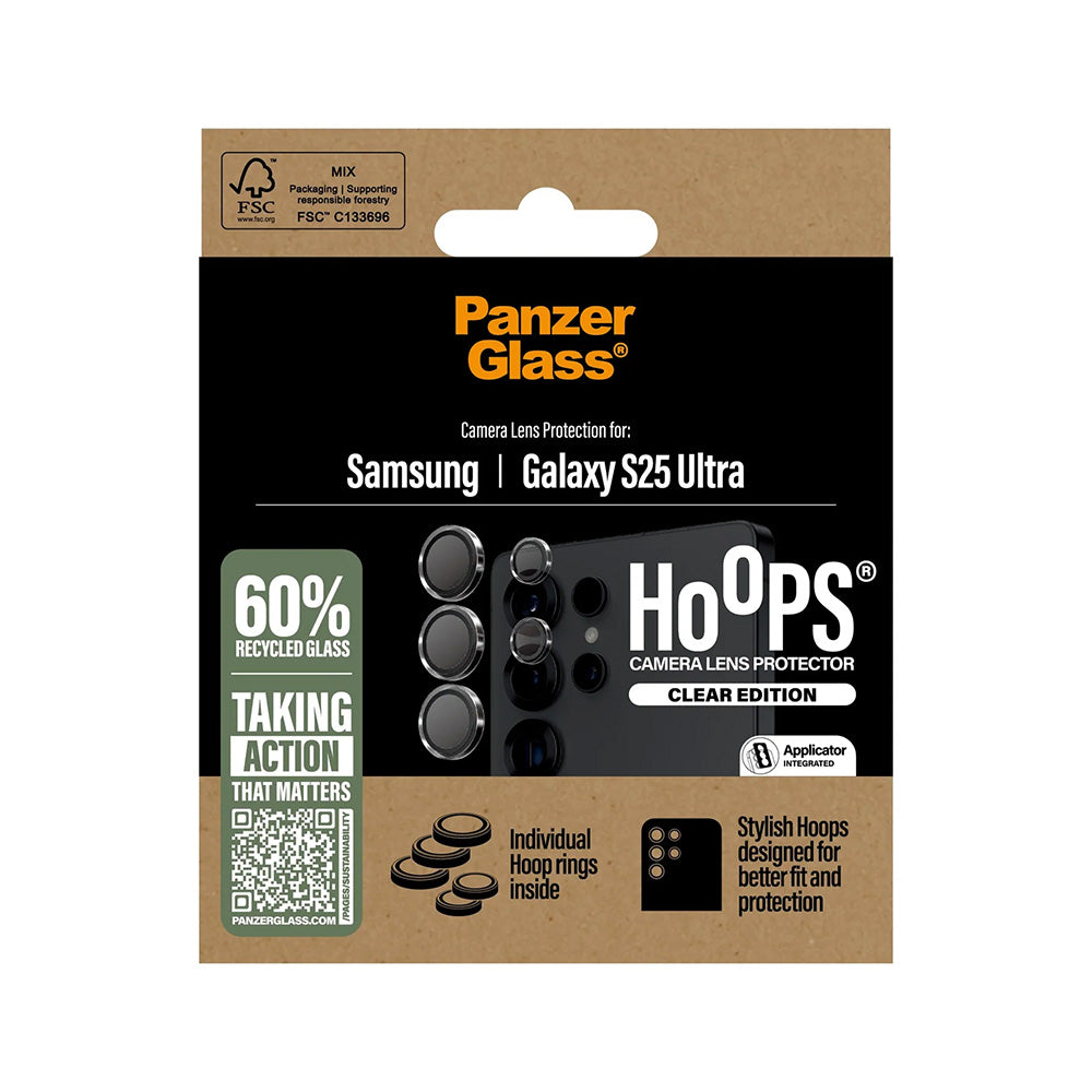 PanzerGlass Hoops -takakameran suojakalvo Samsung Galaxy S25 Ultra S938:lle, karkaistu lasi, läpinäkyvä