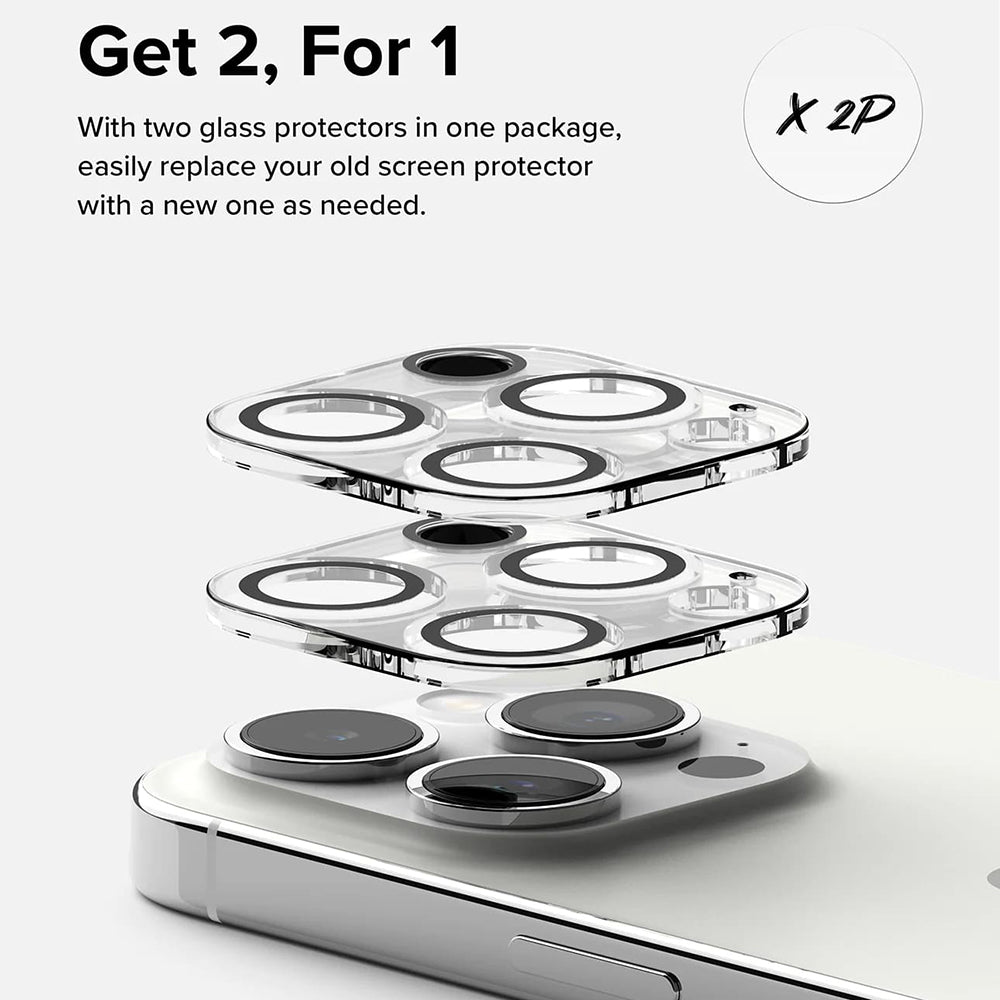 Ringke Rear Camera Protective Film for Apple iPhone 15 Pro, Tempered Glass, Set of 2 Pieces, Transparent