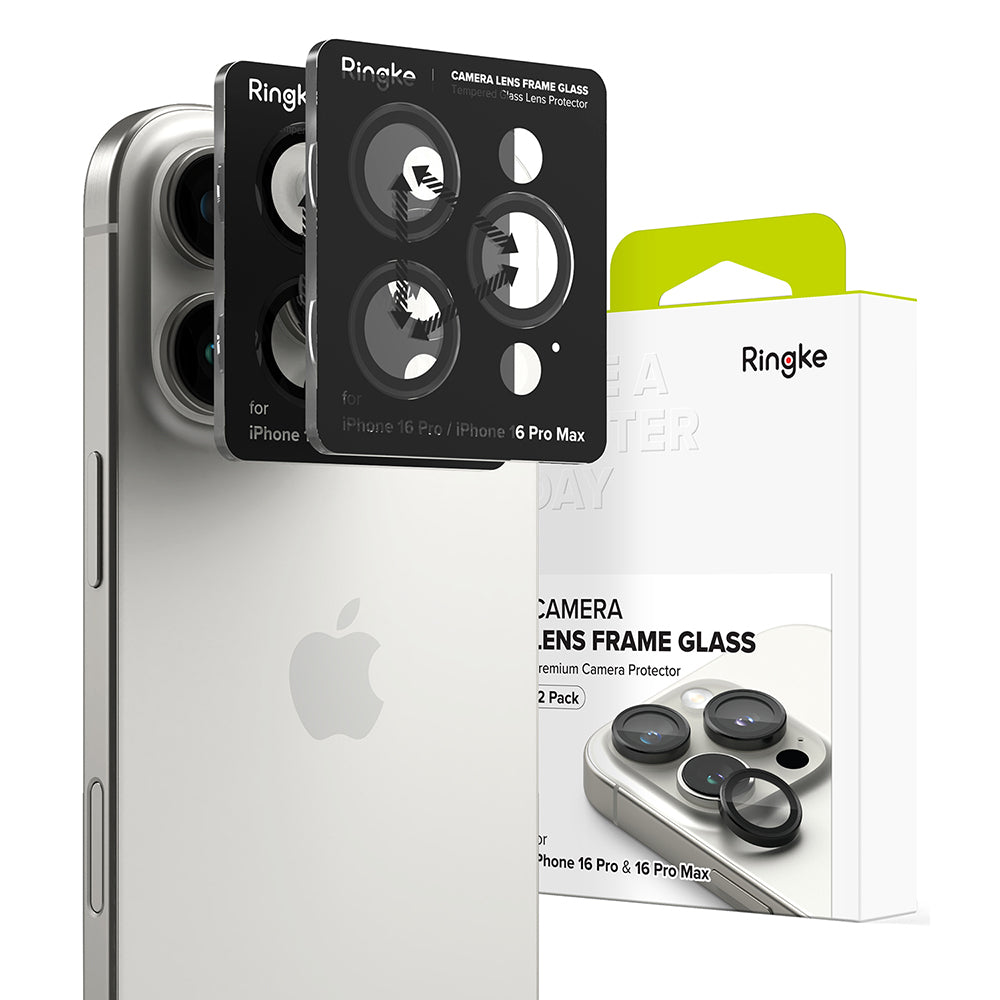 Suojakalvo Ringke takakameralle Apple iPhone 16 Pro Max / 16 Pro, Karkaistu lasi, 2 kappaleen setti, Musta