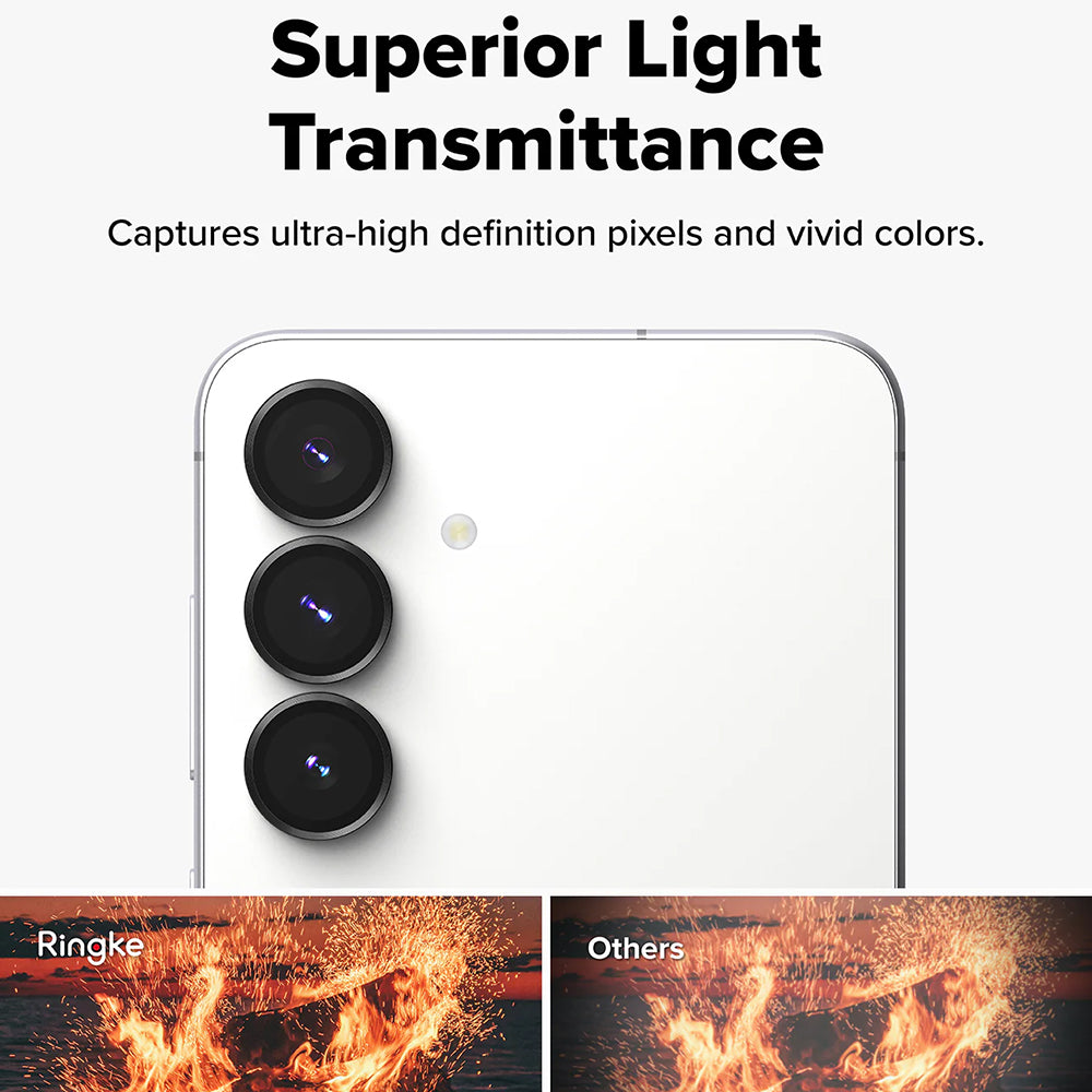 Takakameran suojakalvo Ringke Samsung Galaxy S25 FE:lle, karkaistu lasi, 2 kappaleen setti, musta