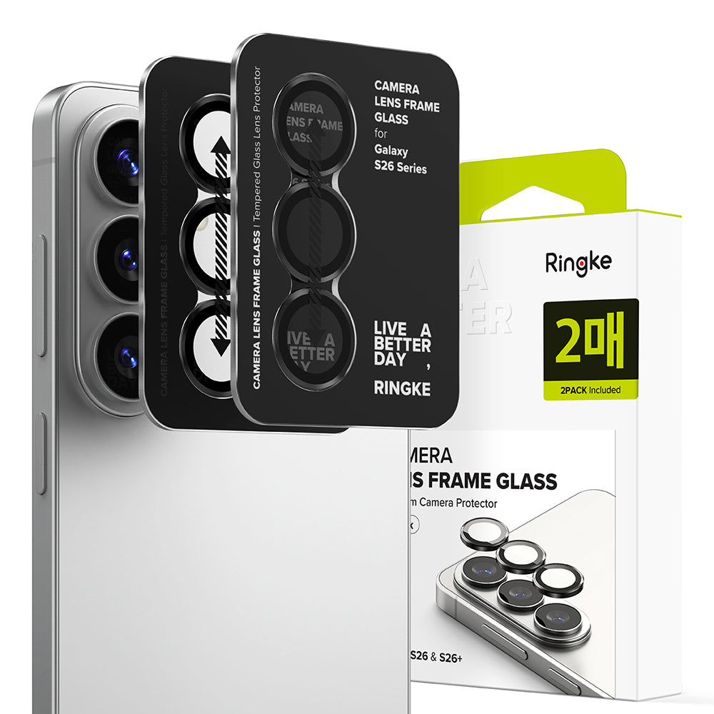 Suojakalvo Ringke takakameralle Samsung Galaxy S26 Plus S947 / S26, Karkaistu lasi, 2 kappaleen setti, Musta