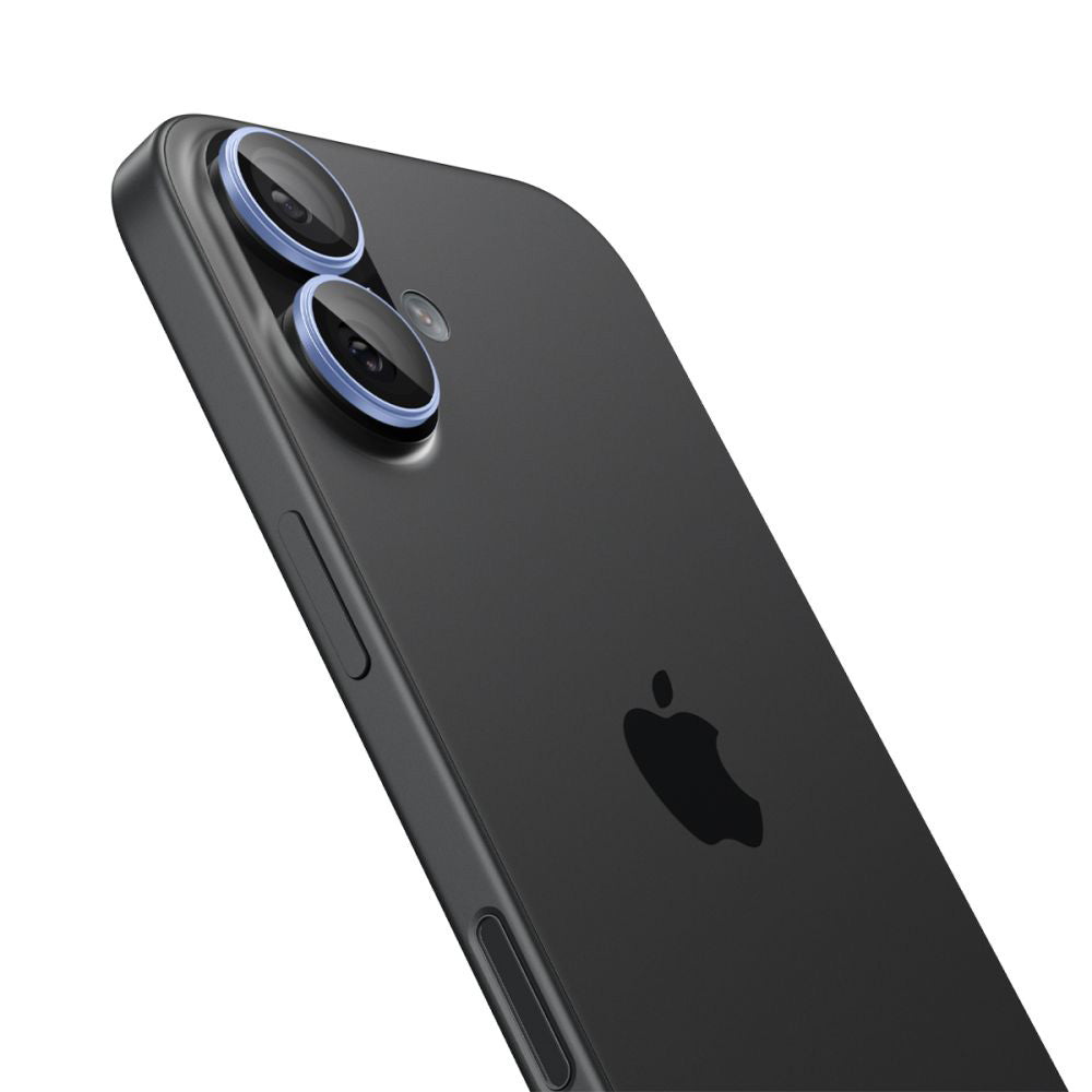 Takakameran suojakalvo Spigen GlastR EZ FIT Optik Pro Apple iPhone 17 / 16 Plus / 16:lle, karkaistu lasi, 2 kappaleen setti, sininen