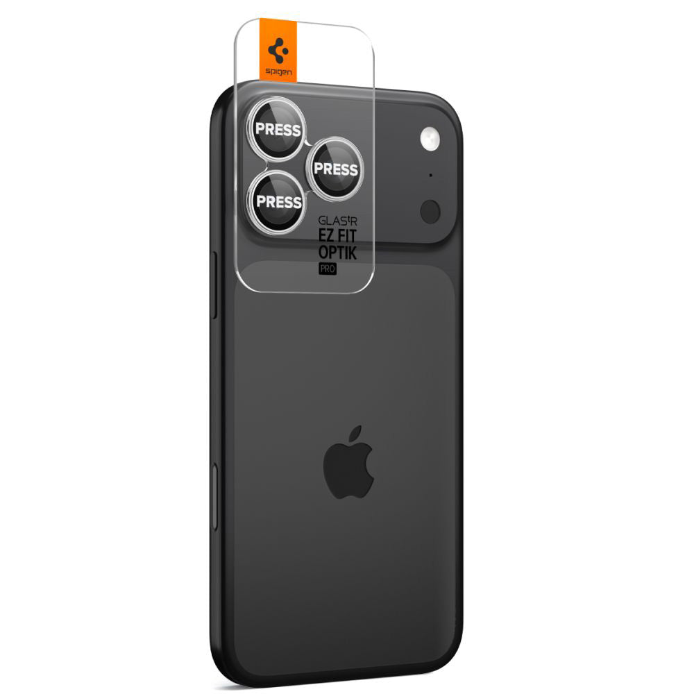 Spigen GlastR EZ FIT Optik Pro takakameran suojakalvo Apple iPhone 17 Pro Max / 17 Pro, karkaistu lasi, 2 kappaleen setti, hopea