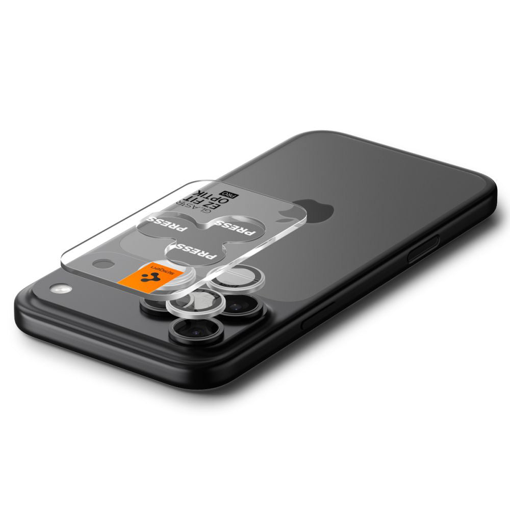Spigen GlastR EZ FIT Optik Pro takakameran suojakalvo Apple iPhone 17 Pro Max / 17 Pro, karkaistu lasi, 2 kappaleen setti, hopea