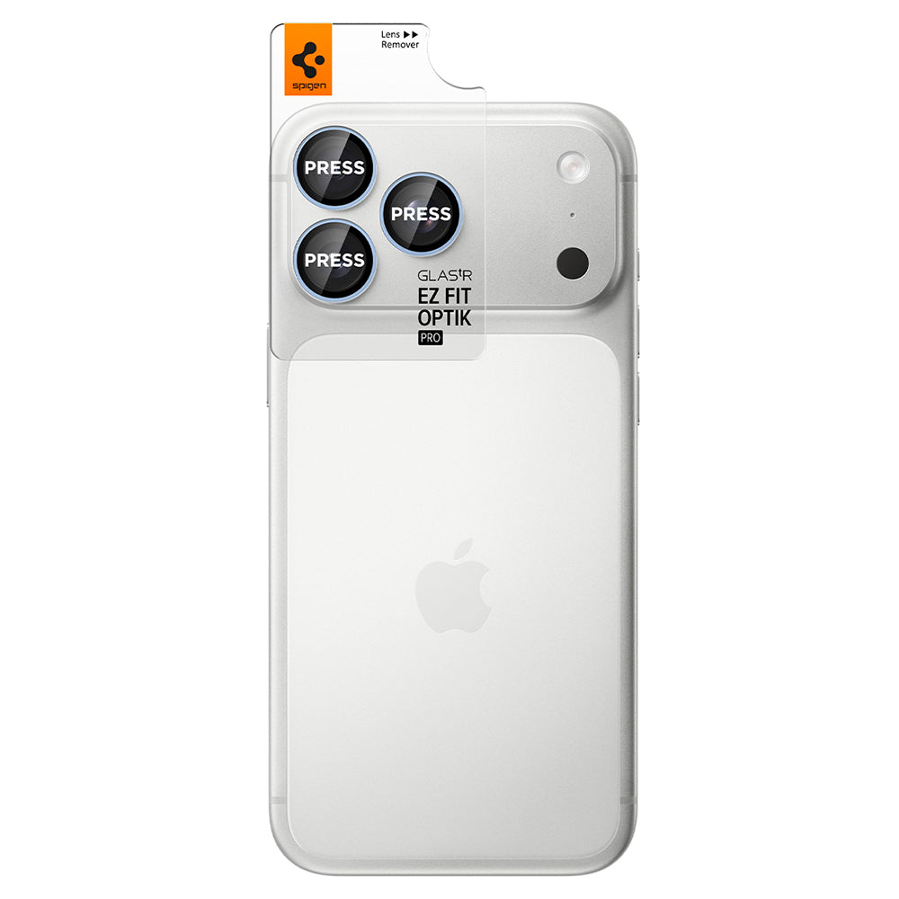 Takakameran suojakalvo Spigen GlastR EZ FIT Optik Pro Apple iPhone 18 Pro / 18 Pro Max -puhelimelle, karkaistu lasi, 2 kappaleen setti, sininen AGL12045