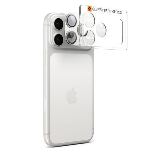 Suojakalvo Spigen GlastR EZ FIT Optik Pro XL Apple iPhone 17 Pro Max takakameralle, Karkaistu lasi, Hopea