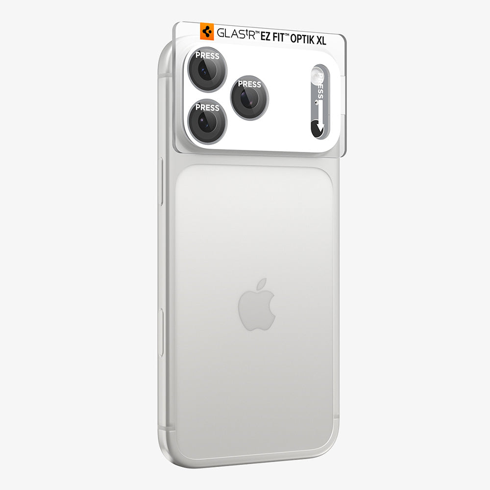 Takakameran suojakalvo Spigen GlastR EZ FIT Optik Pro XL Apple iPhone 18 Prolle, karkaistu lasi, hopea AGL12038