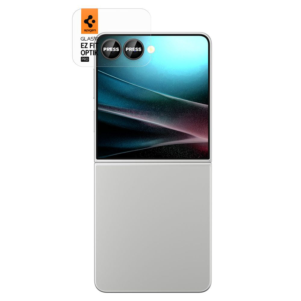 Takakameran suojakalvo Spigen GlastR EZ FIT Optik Pro HD Samsung Galaxy Z Flip7 F766:lle, Karkaistu lasi, 2 kappaleen setti, Musta AGL09587