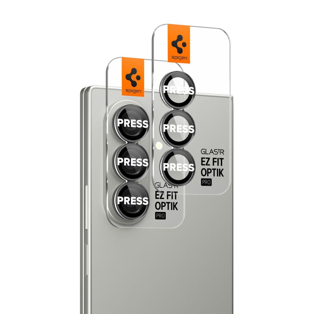Takakameran suojakalvo Spigen GlastR EZ FIT Optik Pro HD Samsung Galaxy Z Fold7 F966:lle, Karkaistu lasi, 2 kappaleen setti, Musta AGL09581
